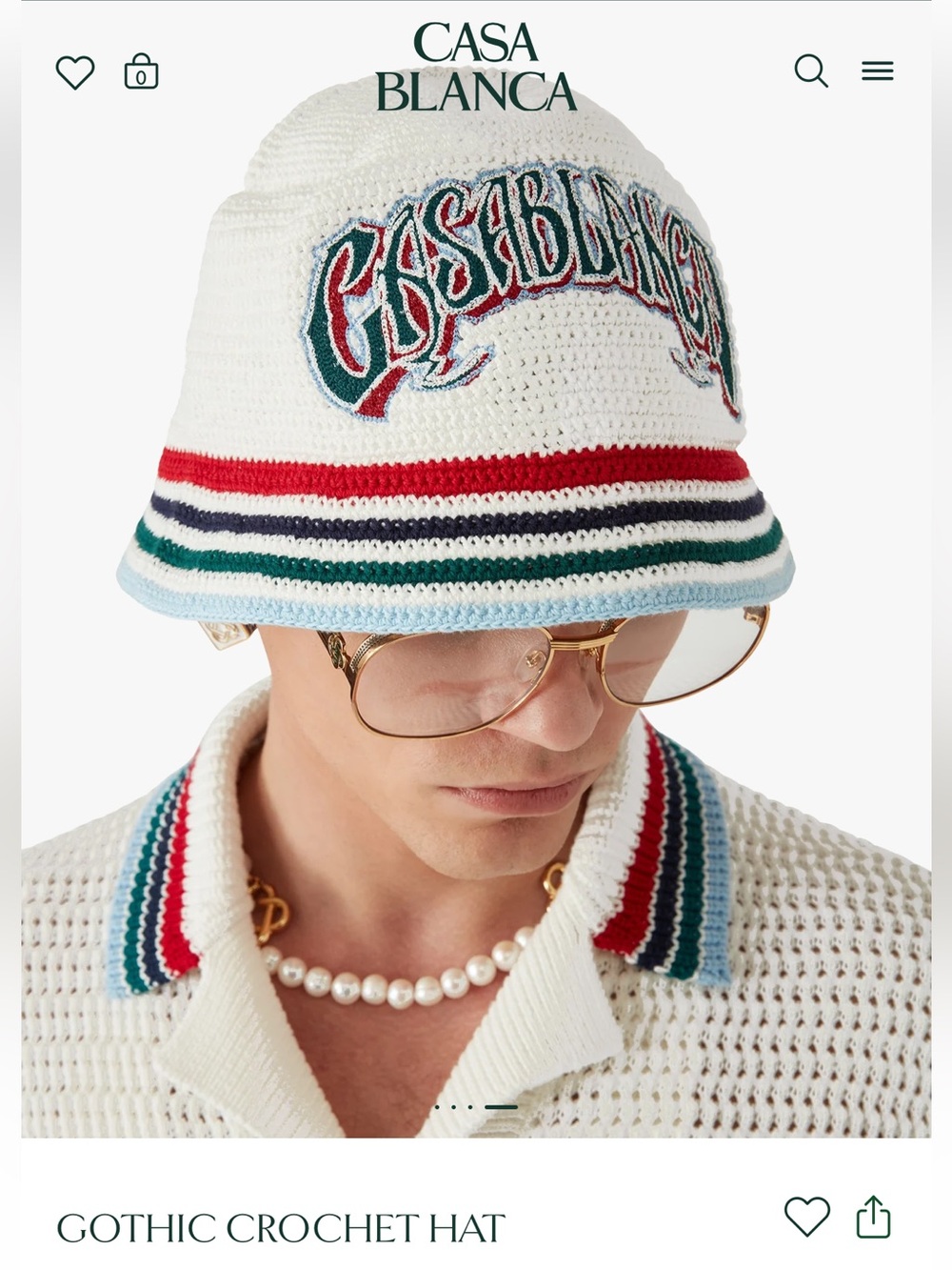 CASABLANCA White Gothic Crochet Bucket Hat